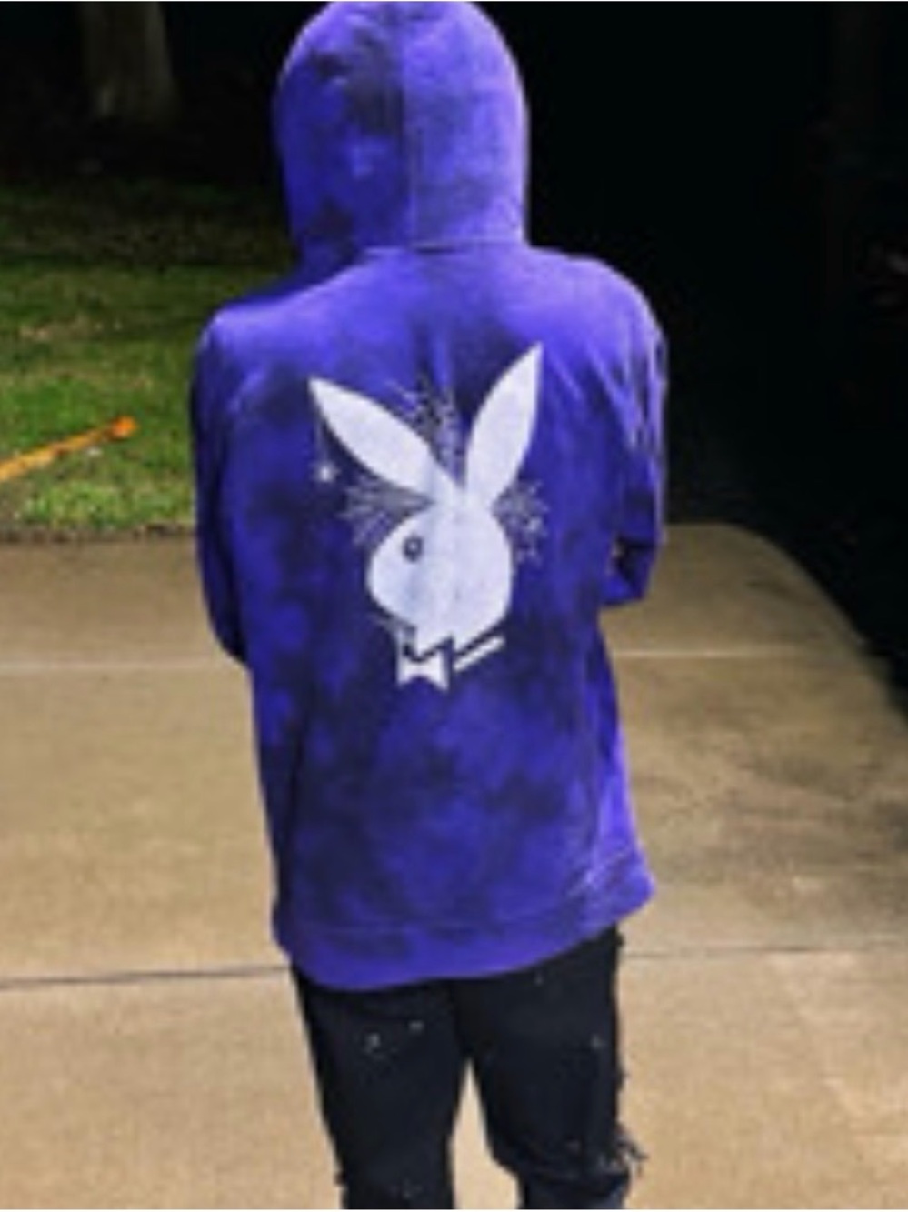 PLAYBOY Purple Tie-Dye Hoodie with White Bunny Logo